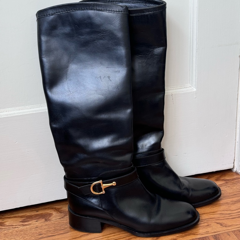 Made in Italy Designer genuine real leather tall boots. Size 9.